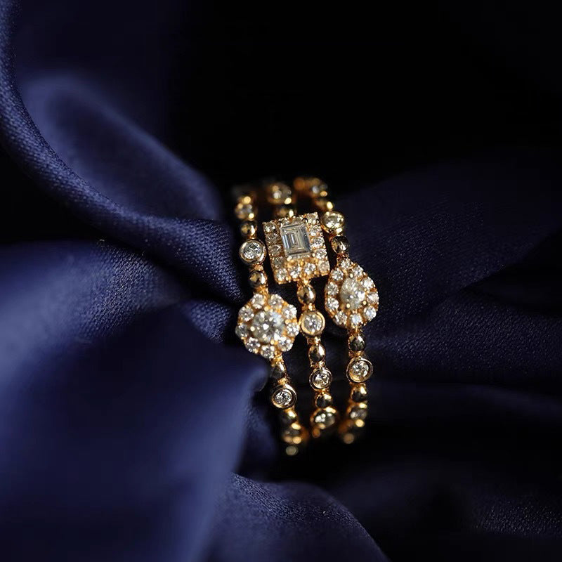 Wholesale Gold Plated Copper Diamond Stacking Ring